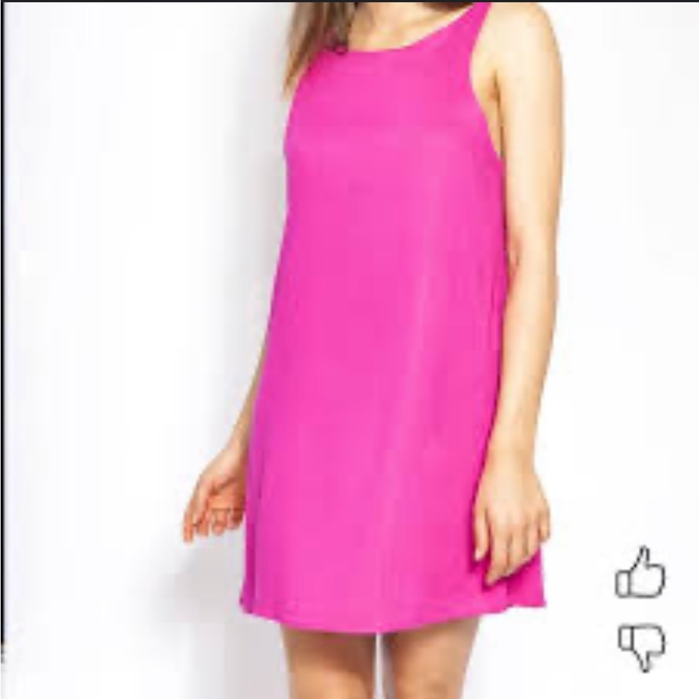 Tobi Neon Pink Deep-V Sleeveless Dress